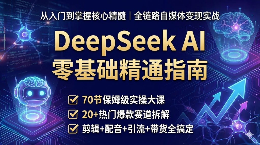 DeepSeek AI 零基础精通指南:从入门到掌握核心精髓(全链路实战班)-搞钱蓝图