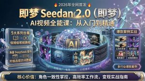 🔥【搞钱蓝图独家首发】即梦 Seedance 2.0 + DeepSeek 全能印钞机：多行业爆款AI视频与文案高阶实战课-搞钱蓝图