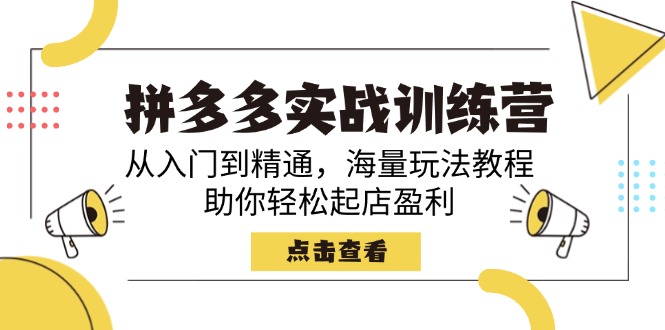 （14392期）拼多多实战训练营，从入门到精通，海量玩法教程，助你轻松起店盈利-搞钱蓝图