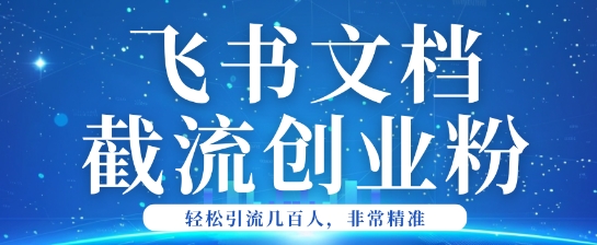 利用飞书文档截流创业粉轻松引流200+-搞钱蓝图