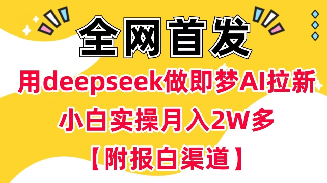 用deepseek做即梦Ai拉新 小白实操月入过W+【附报白渠道】-搞钱蓝图